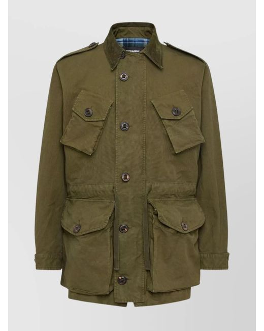 DSquared² Green Cotton Military Jacket for men