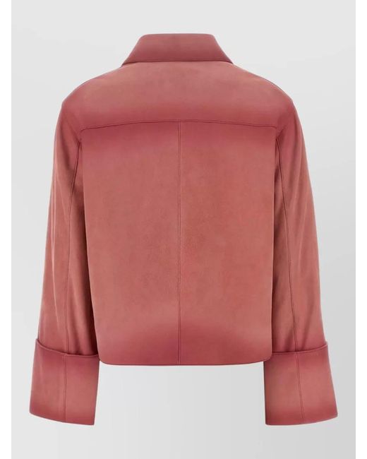 Loewe Red Leather Single Breasted Coat