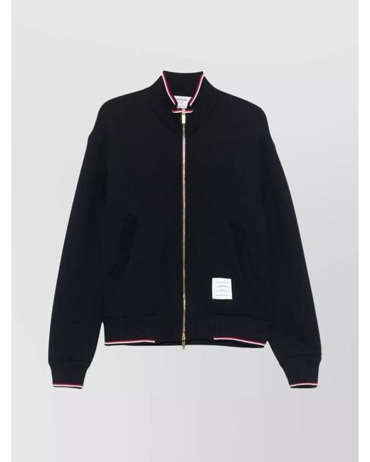 Thom Browne Blue Cotton Oversized Funnel Neck Bomber Jacket for men