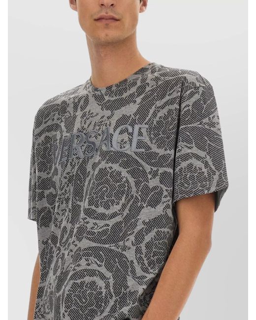 Versace Gray Cotton Regular-Fit T-Shirt for men