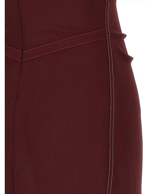 Victoria Beckham Purple Bela Dress Ruched Detail Short Sleeves