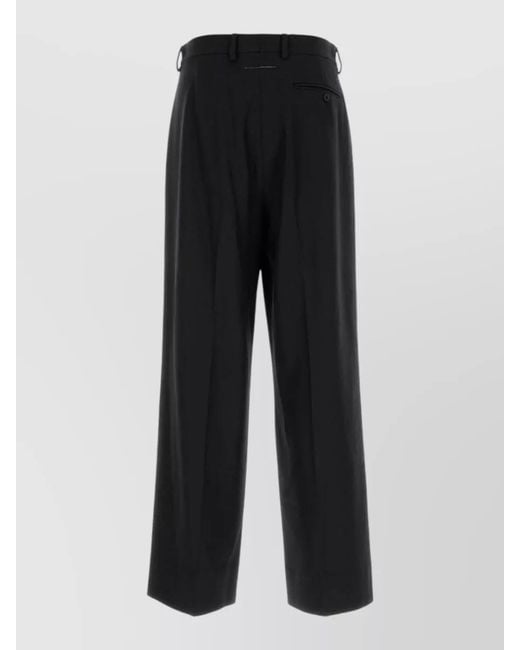 MM6 by Maison Margiela Black Wool Blend Wide Leg Tailored Pants for men