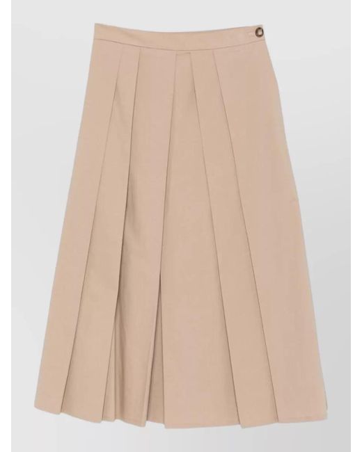 Emporio Armani Natural High Waist Cotton Skirt Button Detail