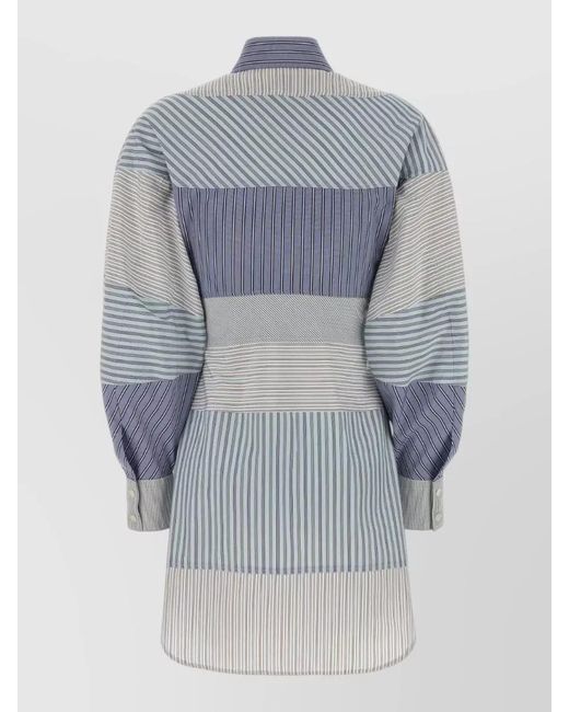 Moschino Blue Cotton Embroidered Shirt Dress