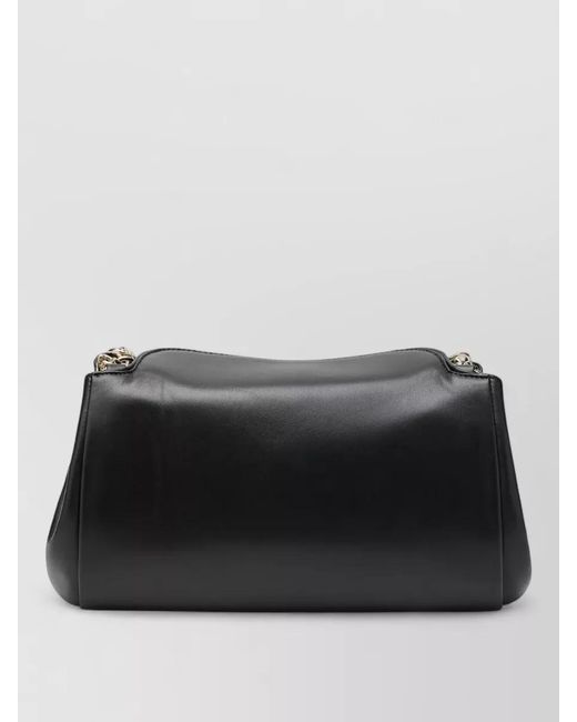Prada Black Shoulder Bag Tone Chain Strap Smooth