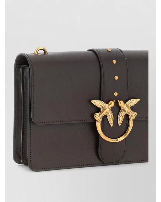 Pinko Black Love Bag One Calfskin Leather Clutch Bag