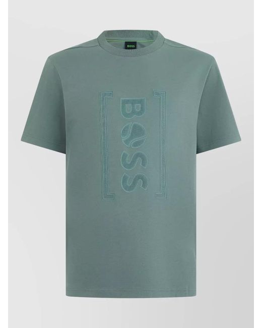 Boss Green Cotton T Shirt Short Sleeves Graphic Front for men