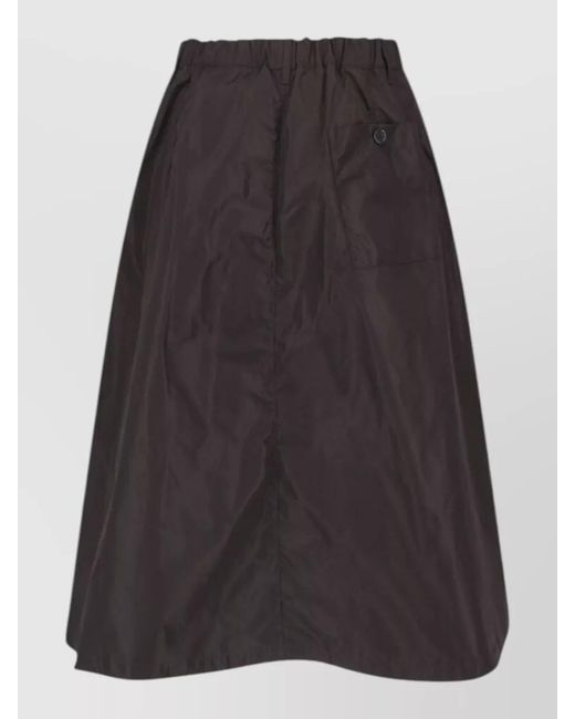 Aspesi Gray Midi Skirt Knee Length Pleated Side Pocket