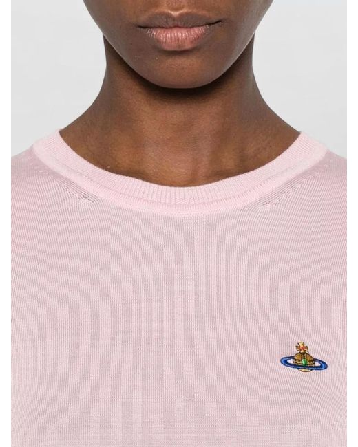 Vivienne Westwood Pink Wool Silk Crew Neck Short-Sleeve Sweater