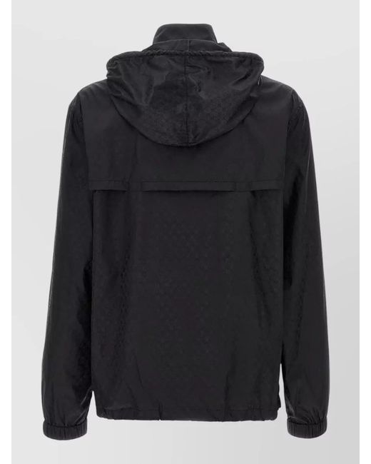 McQueen Black Skull Hooded Jacket Drawstring Hood for men