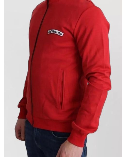 Dolce & Gabbana Red Ribbed Zip-Up Cotton Blend High-Neck Jacket for men