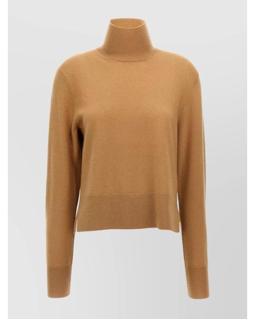 Totême  Natural 'High Neckline' Cropped Turtleneck Sweater