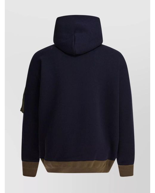 Sacai Blue Cotton Oversized Hoodie for men