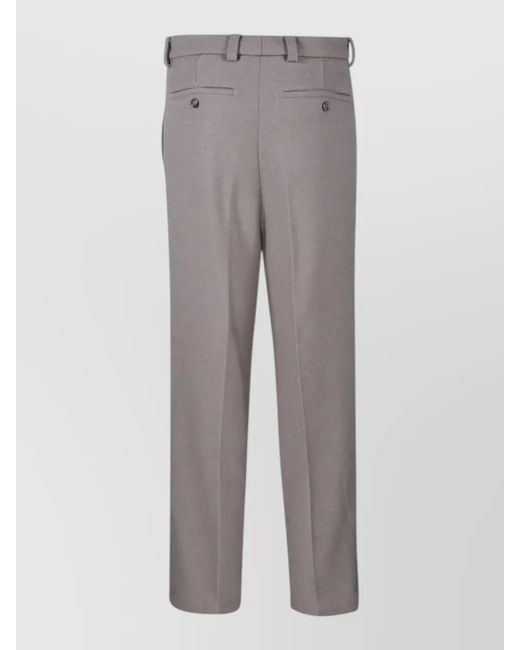 AMI Gray Tailored Trousers Straight Leg Belt Loops for men