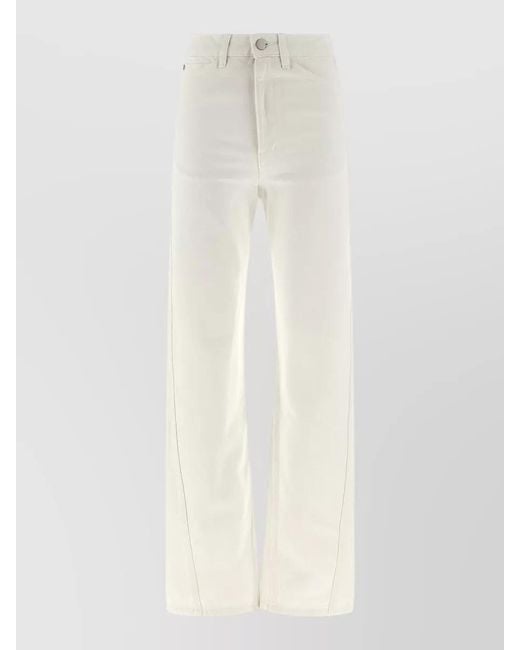 Lemaire White Twisted Cut Trousers Belt Loops And Pockets