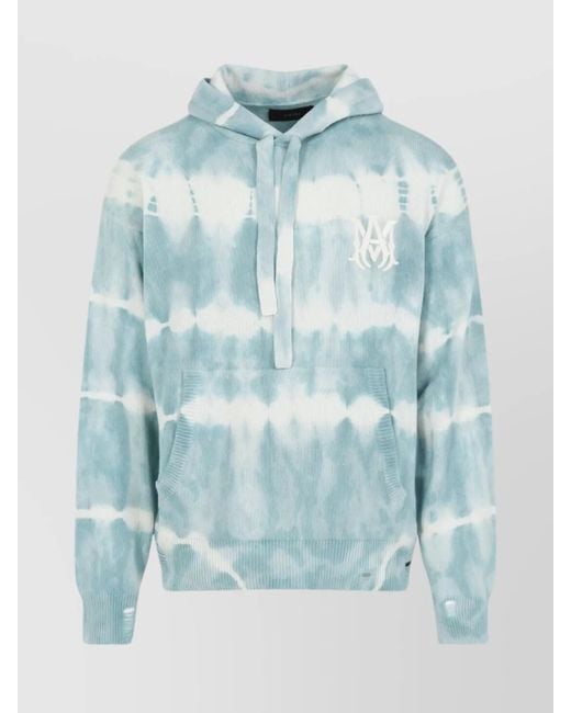 Amiri Blue Cashmere Tie-Dye Hoodie for men