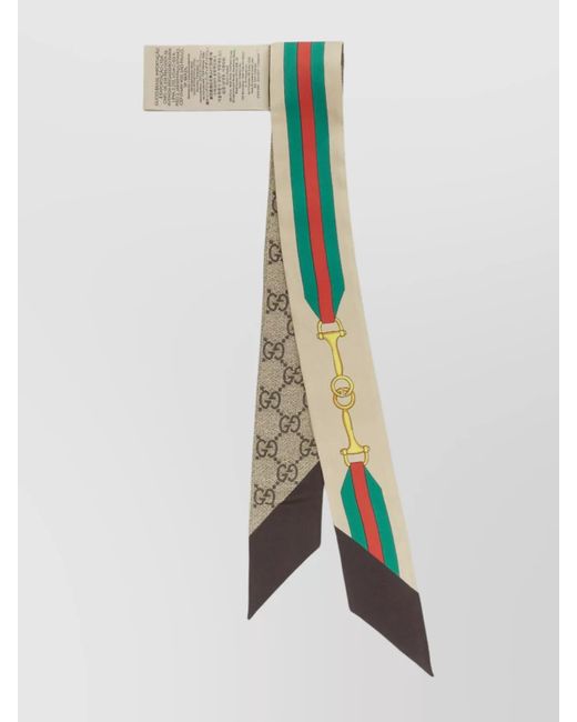 Gucci Multicolor Silk Twilly Scarf Horsebit Print
