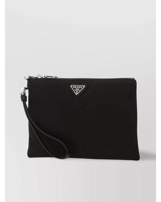 Prada Black Recycled Nylon Clutch Bag for men