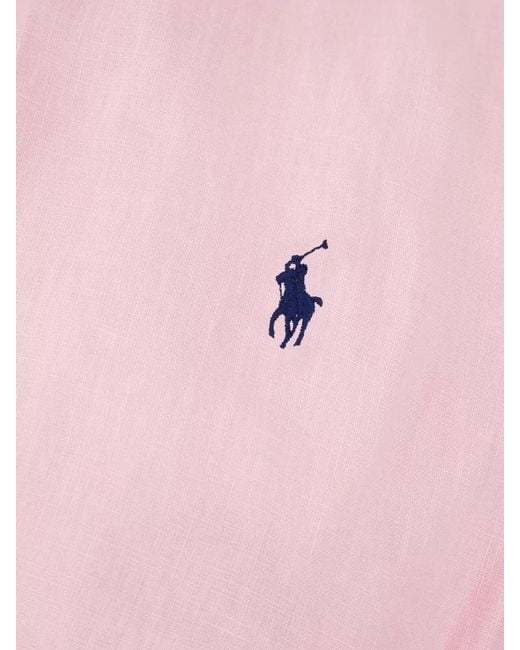 Polo Ralph Lauren Pink Linen Polo Shirt for men