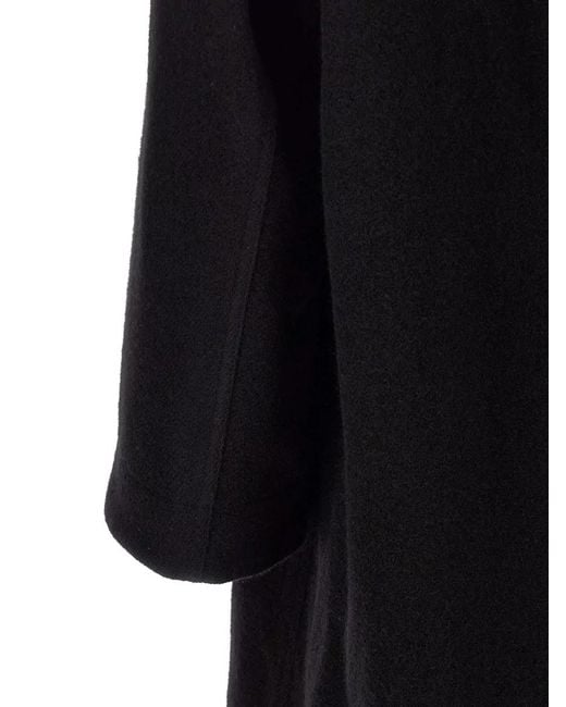 Rick Owens Black Long Collared Single Breasted Brad Coat for men