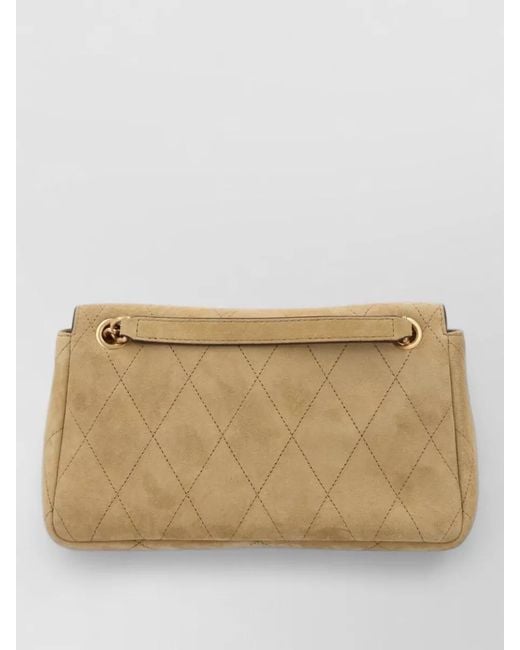 Tory Burch Natural Quilted Chain Strap Crossbody Bag