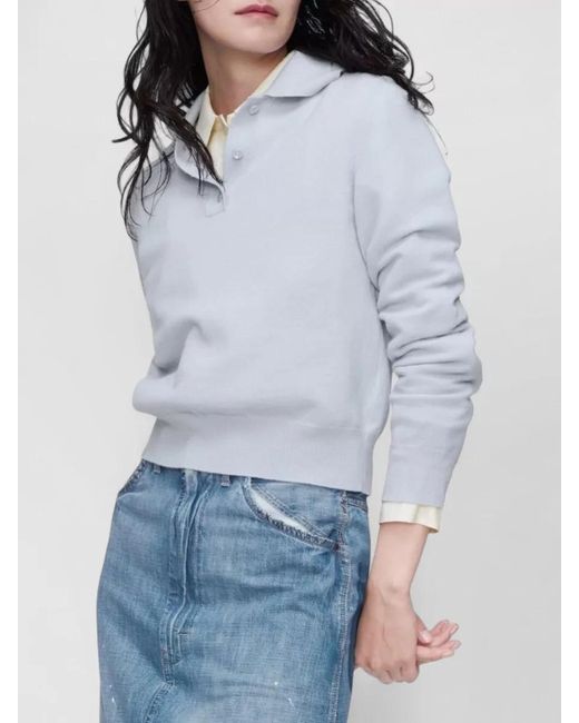Maison Margiela White Wool Long-Sleeve Polo Top