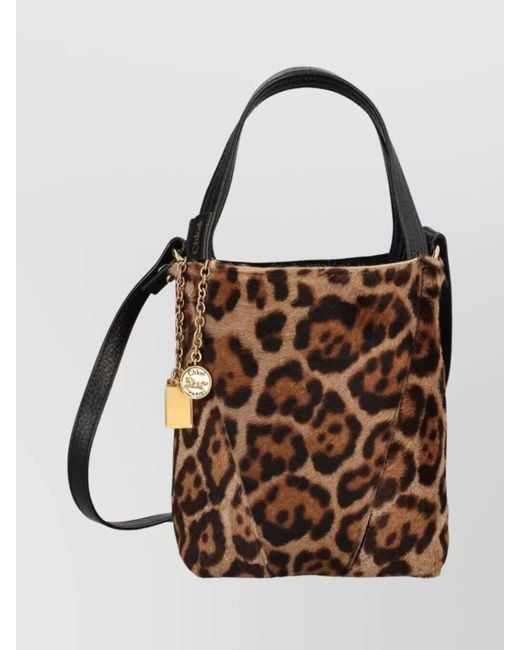 Chloé Brown Leopard Print Shoulder Bag With Chain Detail