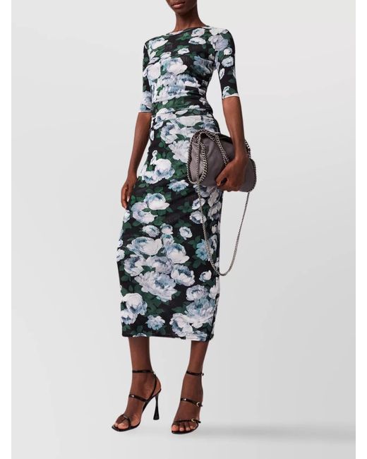 Stella McCartney Green Floral Print Mesh Top