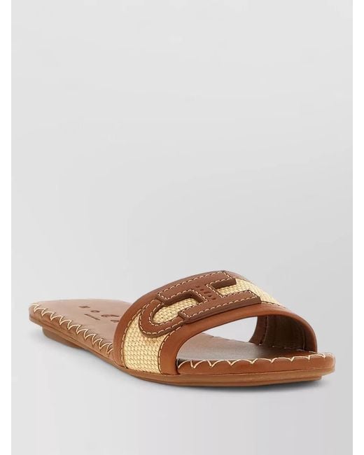 Hogan Brown H685 Flat Sandals Open Toe Stitching
