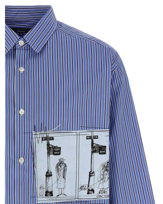 Comme des Garçons Blue Striped Cotton Shirt for men