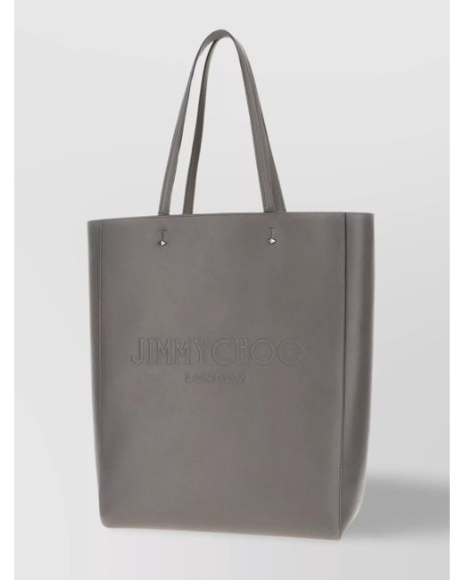 Jimmy Choo Gray Large Leather Studded Tote Bag