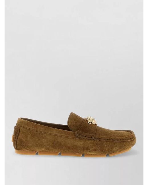 Versace Brown Leather La Medusa Loafers for men