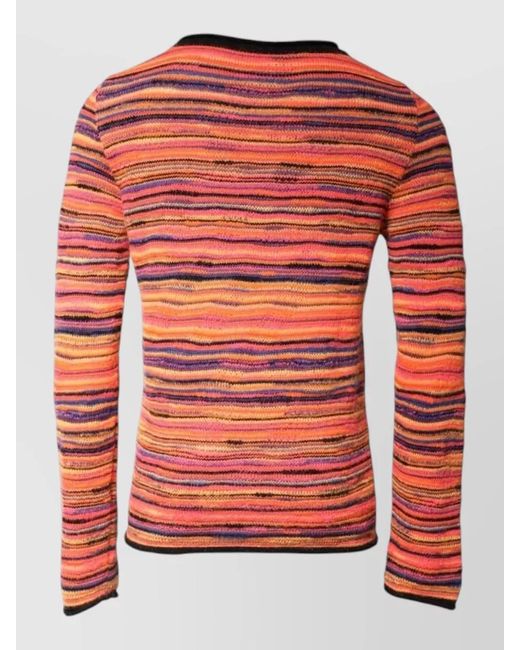 Dolce & Gabbana Red Wool Mohair Silk Striped Knit Pullover Sweater for men