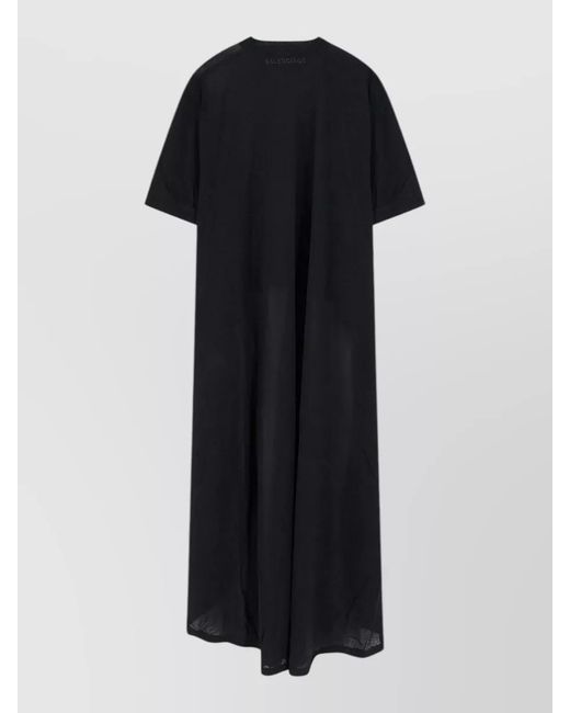 Balenciaga Black Longline Layered Jersey Top Round Neck