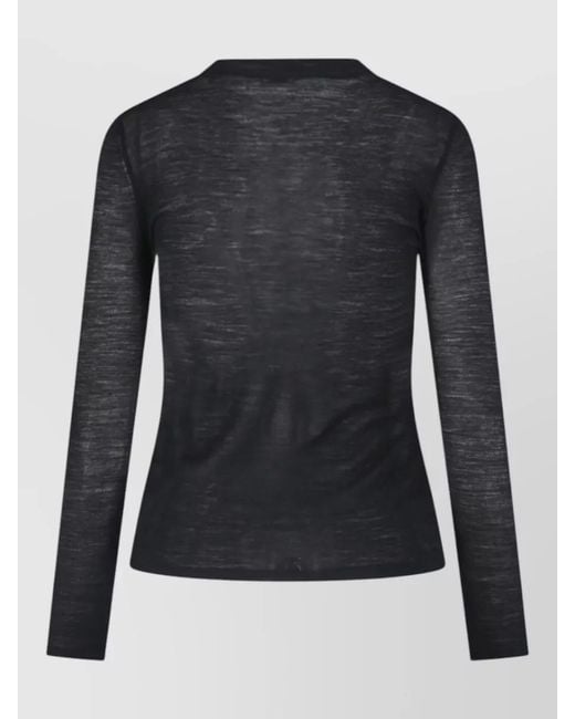Aspesi Black Lightweight Crew Neck Top Long Sleeves