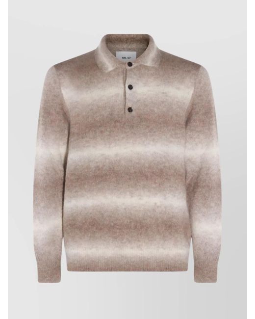 NN07 Natural Long Sleeve Crew Sweater With Ribbed Cuffs And Hem for men