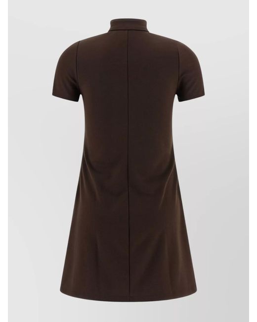 Courreges Brown Polyester Mockneck Zip Mini Dress