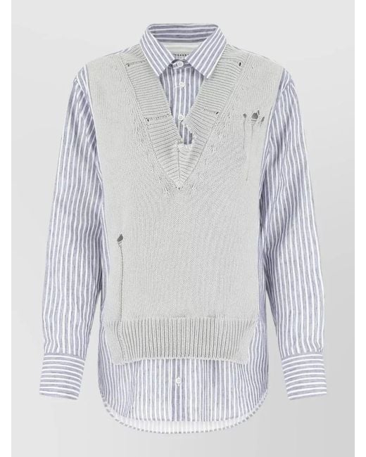 Maison Margiela Blue Embroidered Shirt
