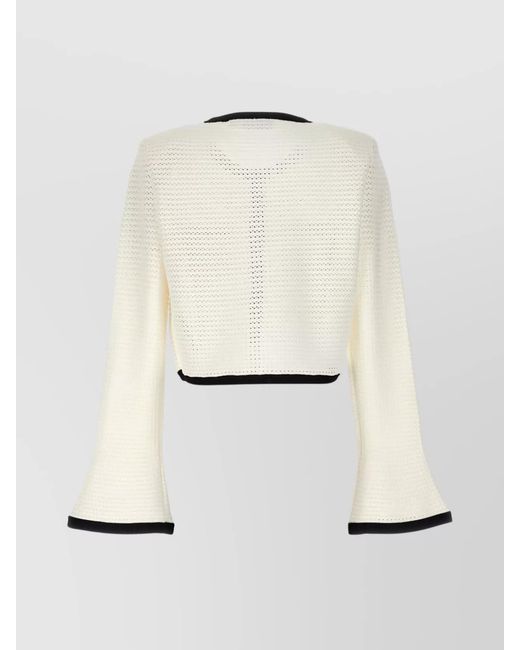 Self-Portrait Natural Crochet Cardigan