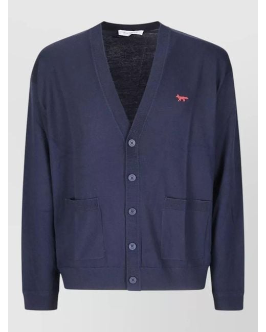 Maison Kitsuné Blue Silk Cardigan for men