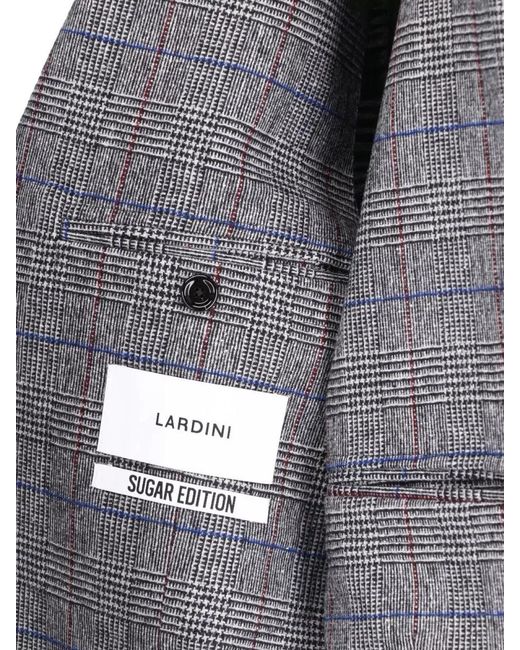 Lardini Gray Slim Fit Checked Blazer Tailored Design for men