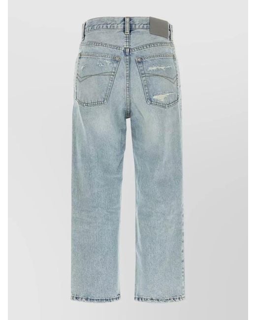 Balenciaga Blue Relaxed High Waist Cropped Denim Jeans