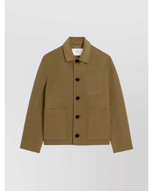 AMI Green Tailored Jacket Embroidered Detail for men