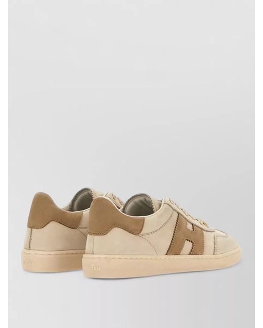 Hogan Natural Retro Lace Up Sneakers Nubuck Cupsole