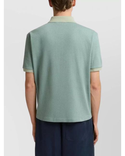 Marni Green Jacquard Knit Polo Shirt Short Sleeves for men