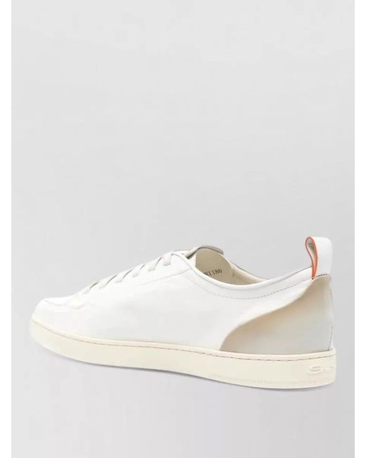 Santoni White Montecarlo Sneakers Round Toe Flat Sole for men