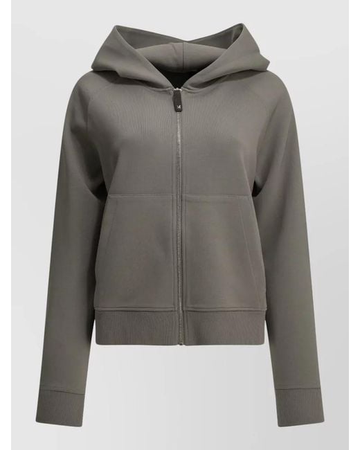 Max Mara Gray Cotton Jersey Hooded Sweatshirt Front Pockets