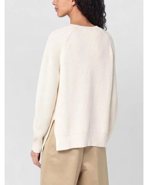 P.A.R.O.S.H. Natural Knit Top Raglan Sleeves Ribbed Cuffs Hem