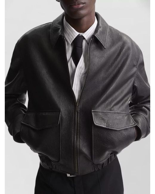 Saint Laurent Black Leather Short Jacket for men
