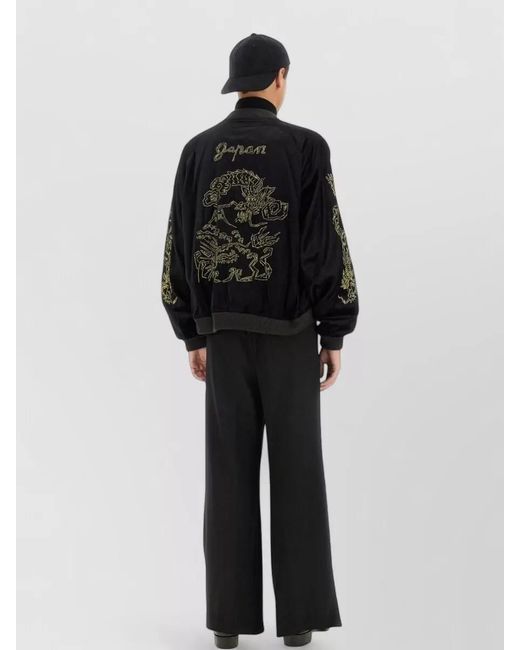 Sasquatchfabrix Black Souvenir Jacket Eastend Dragon Embroidered for men